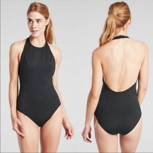 Athleta High Neck Halter Swimsuit Black